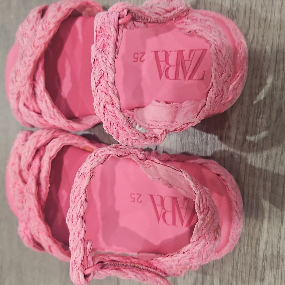 Zara Kids Pink Braided Sandals size 25 - Picture 3 of 11